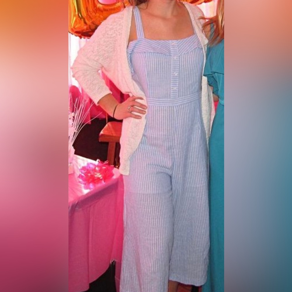 ‘Th Room’ pinstripe romper